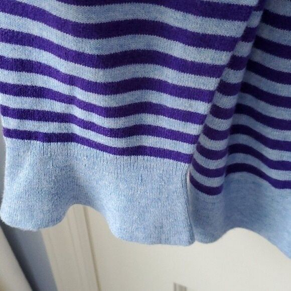 NWOT TALBOTS BLUE PURPLE STRIPE WOOL BLEND SWEATER SIZE LARGE - Picture 4 of 8